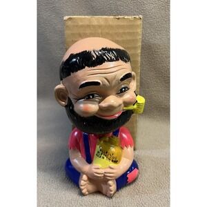 1960s Bobblehead Hillbilly Wild Cat Juice Toy Coin Bank with original box